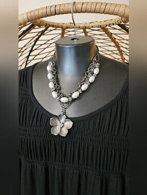 Gunmetal And Pearls Necklace